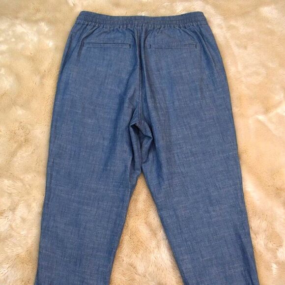 Point Sur Seaside Cotton Pants Sz 6 Blue High Waist Cropped Stretch Waist Comfy - Picture 4 of 11